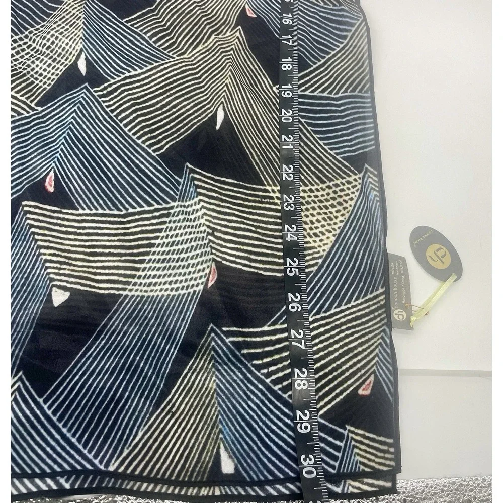 Cocoon House Silk Scarf Women's Rectangle 18x60 Geometric Handmade Gray Boho New